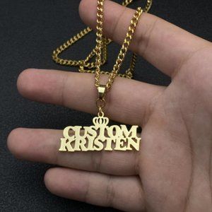 Custom Double Two Name Necklace With Crown Gold Silver Rose Gold Personalized